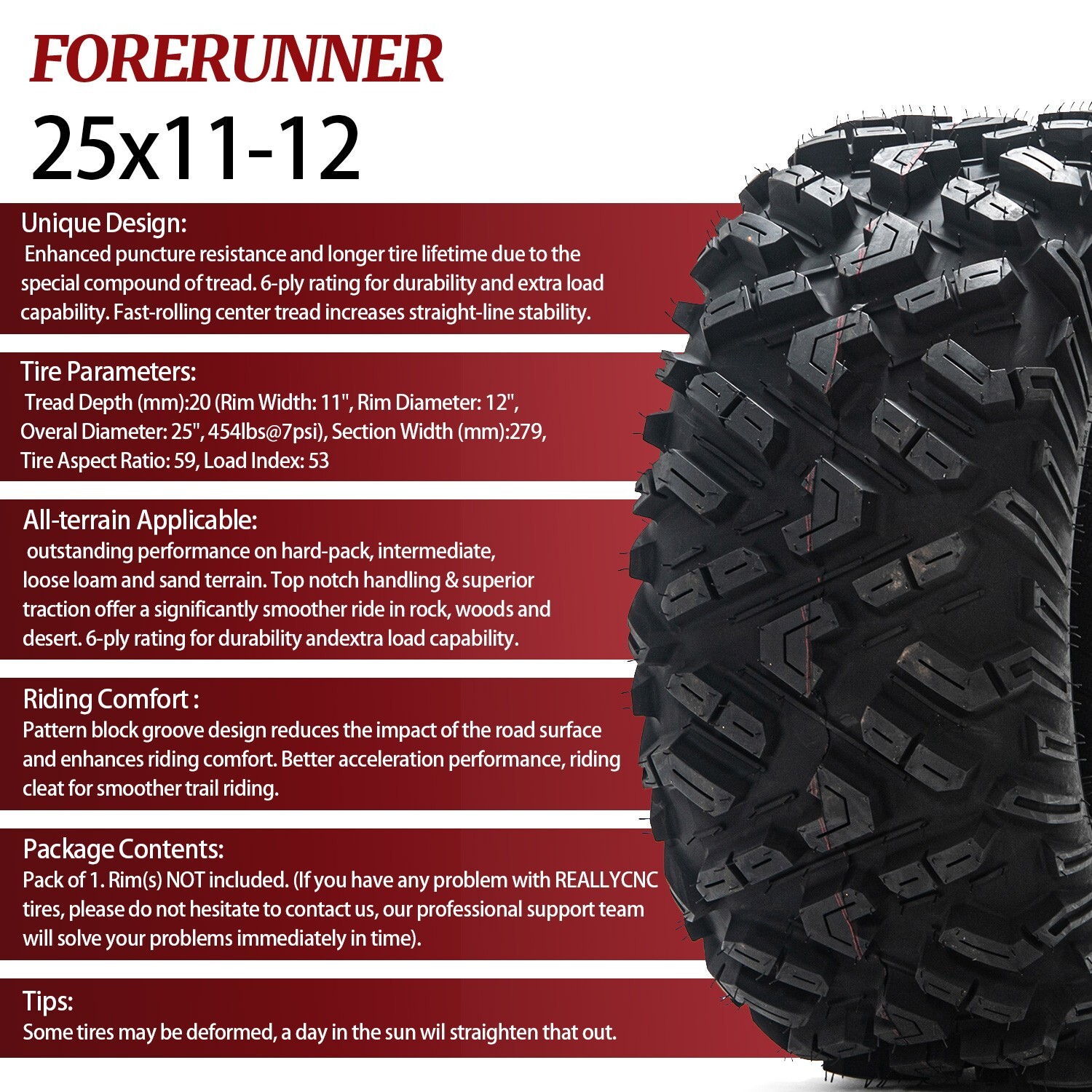 Set of 2 25x11-12 25x11x12 6Ply ATV UTV All Terrain Mud Tires 25 11 12 Tubeless