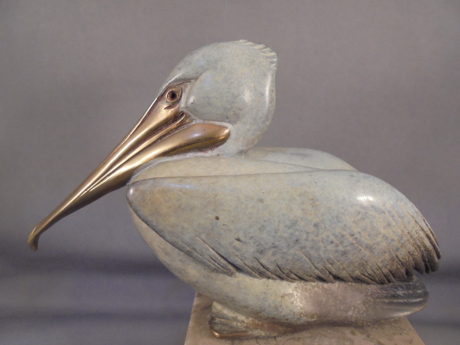 Brian Arthur Bronze on Marble Pelican Sculpture Figure 5 1/4" Total Height