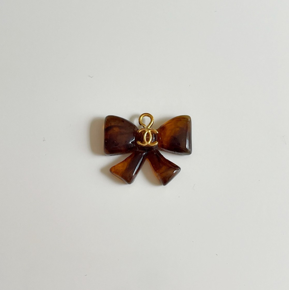 Chanel CC Bow Amber Pendant Charm | 1pc STAMPED