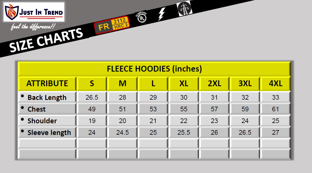 Flame Resistant FR Fleece Hoodie - 100%C - Heavy duty