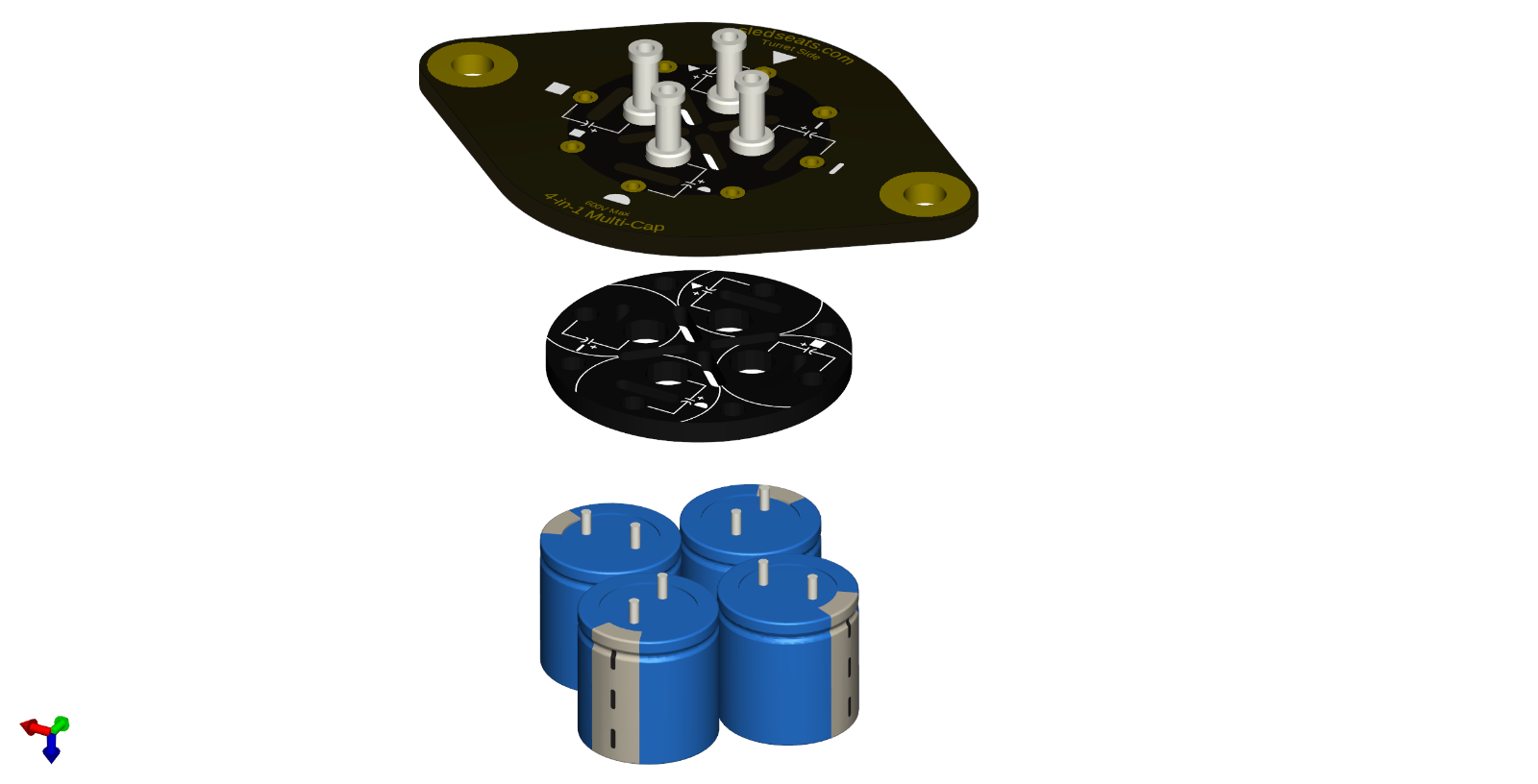 Multi Section Sector Capacitor Circuit Board KIT 600V up to four Capacitors 4in1