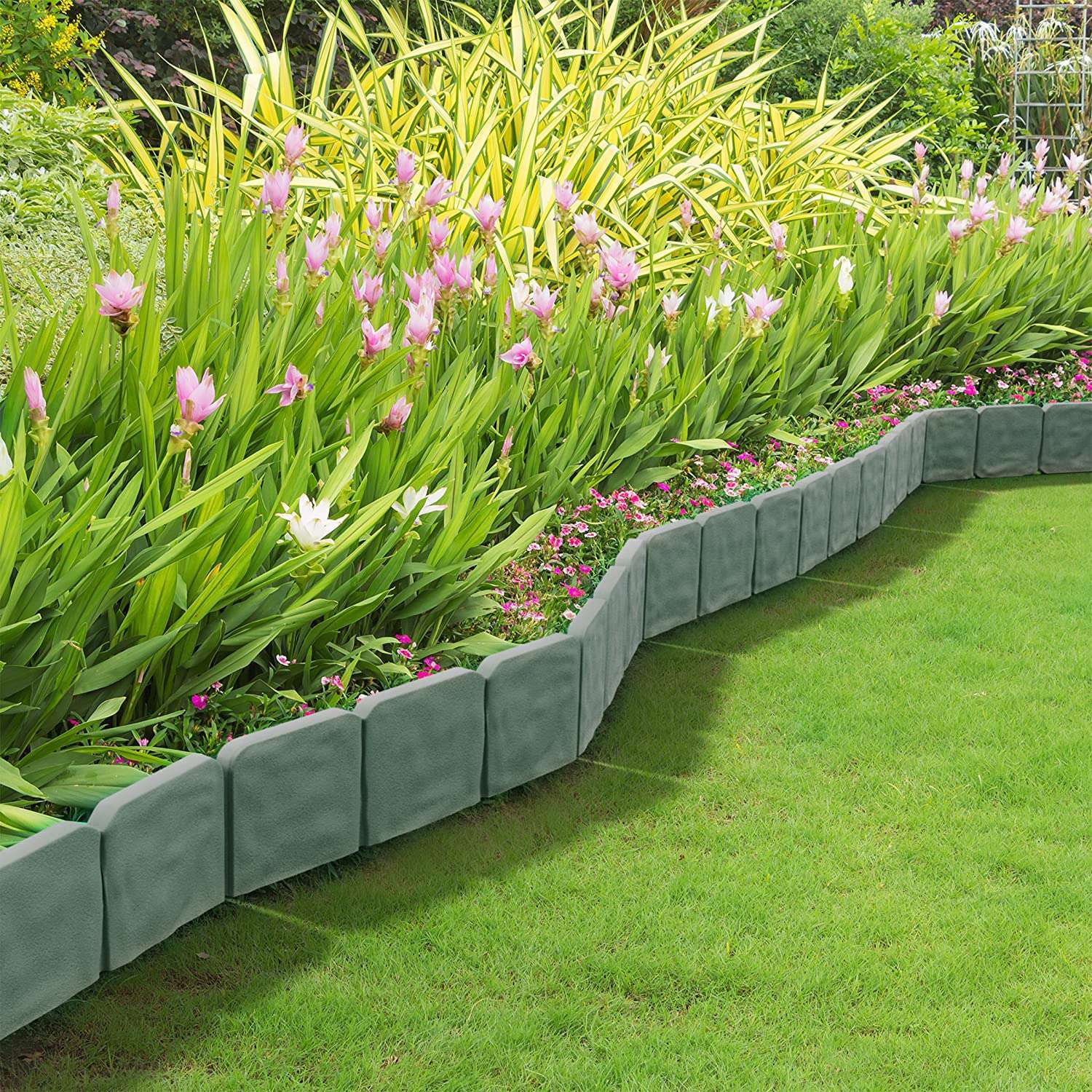 100/80/60/40/20 Pack Garden Fence Plastic Stone Outdoor Landscape Edging Border