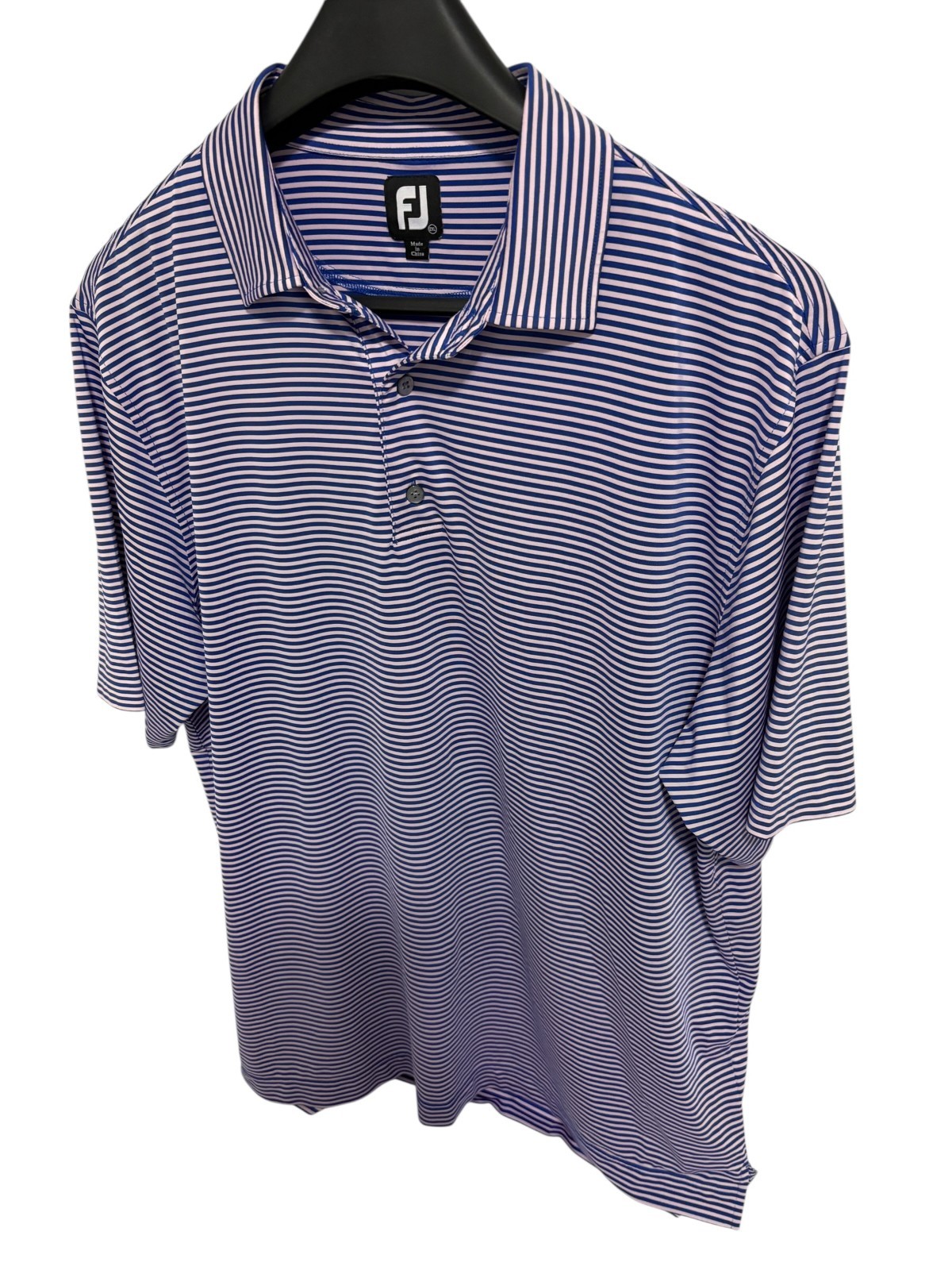 FootJoy Polo Golf Shirt Striped Print Performance Stretch Size XXL