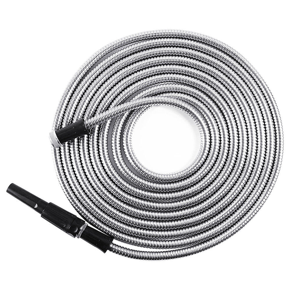 Stainless Steel Metal Garden Water Hose Pipe Flexible Lightweight 25/50/75/100FT