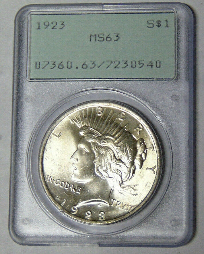 PCGS MS63 1923-P Peace Silver Dollar Philadelphia Mint Rattler Holder #7230504