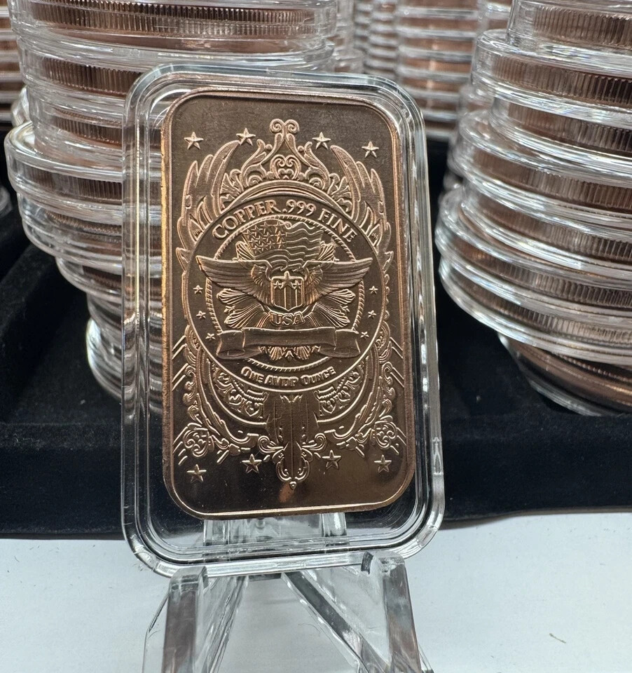 TUBE OF 20 X 1 OZ .999 FINE COPPER BARS BULLION 20 RANDOM PICK