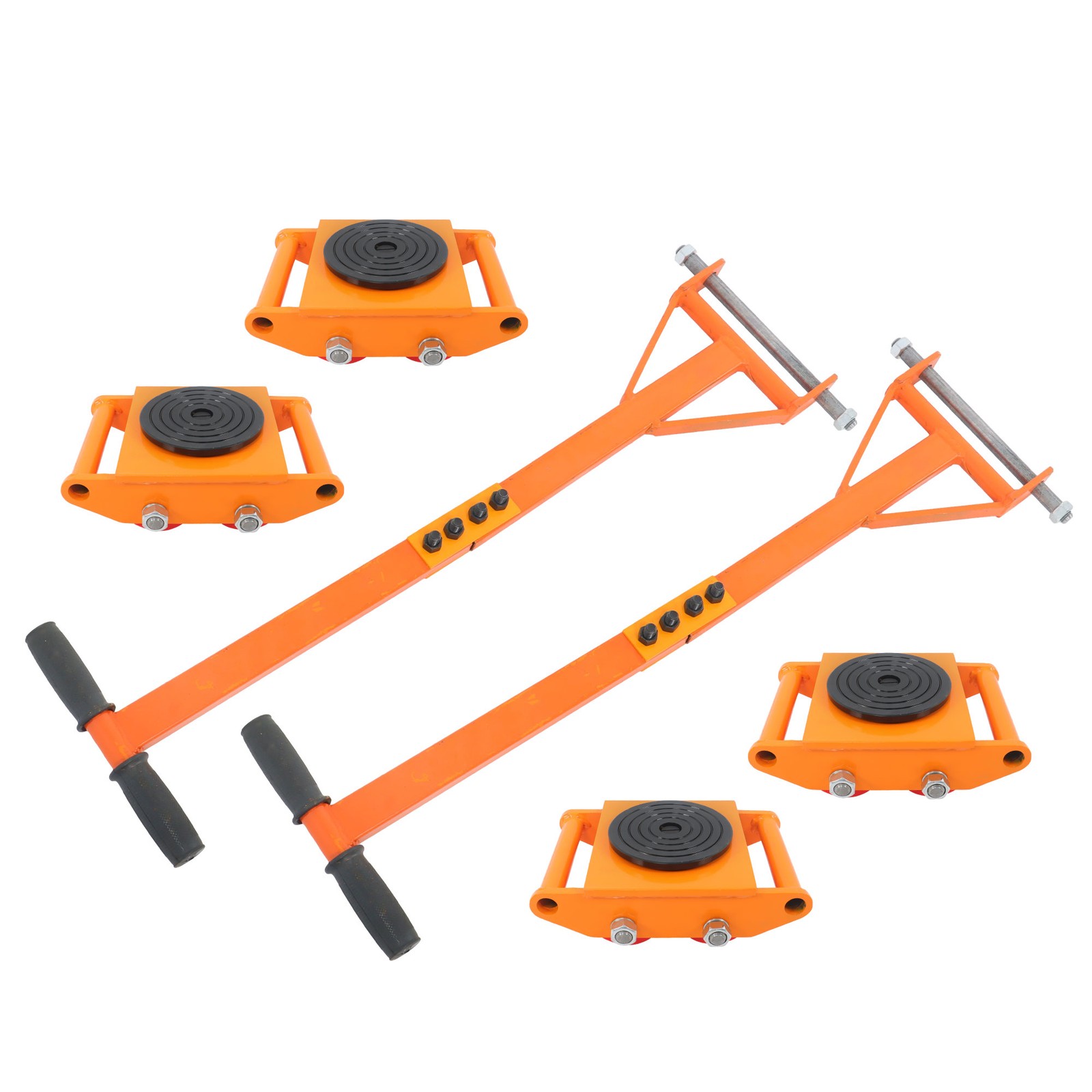 4 Pcs Heavy Duty Machinery Skates Dolly 6T/13200Lbs With Handle 360° Rotation
