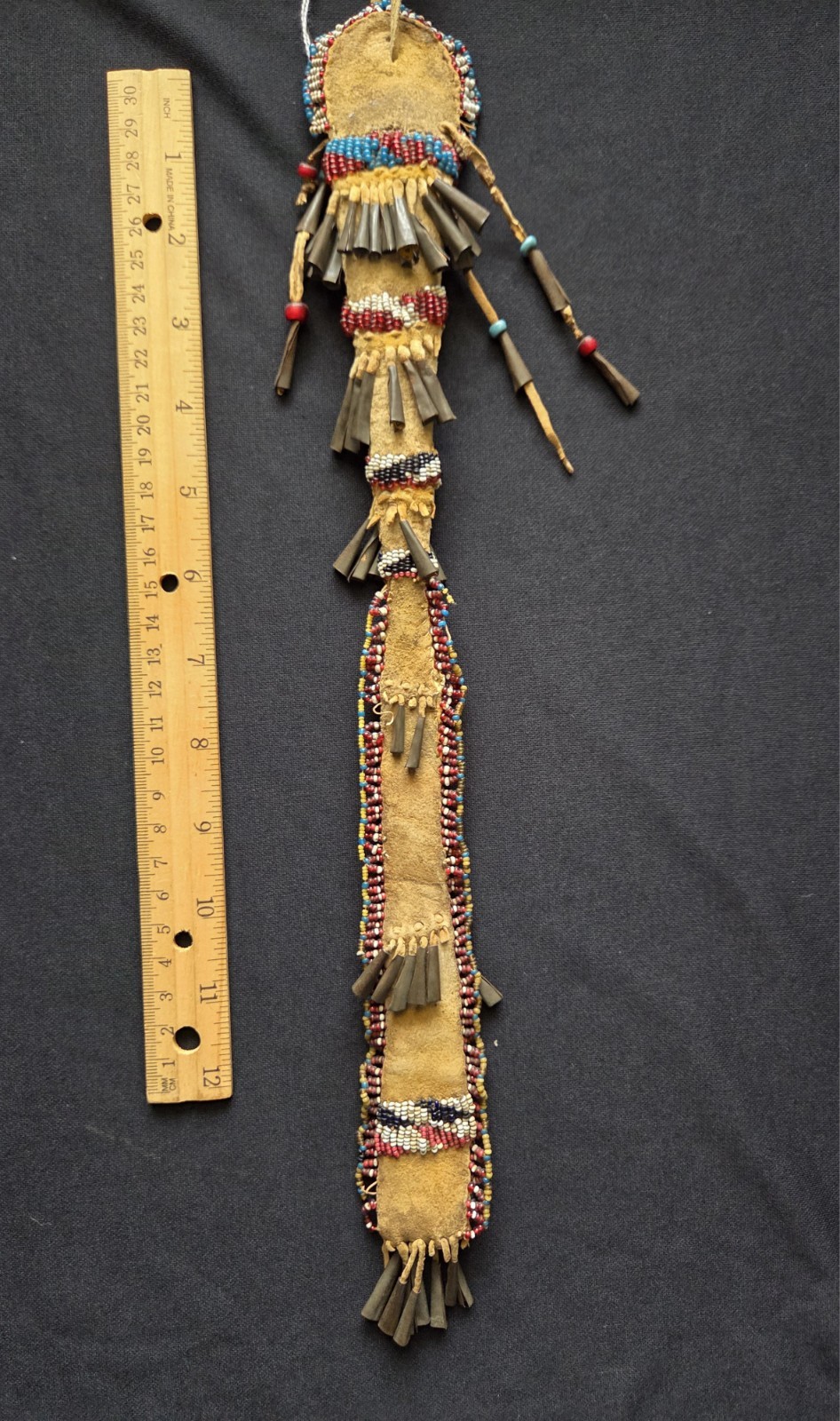 Apache Indian Beaded Awl Case, Circ: 1870s, 16" From An Old Indian Collection