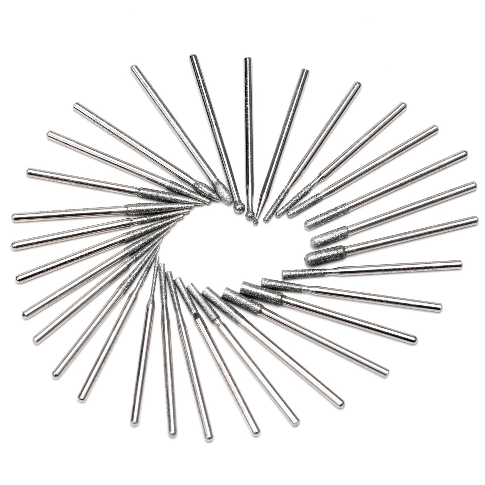 30Pcs Diamond Grinding Bits Set Stone Carving Tools for Dremel 1/8" 3/32" Shank
