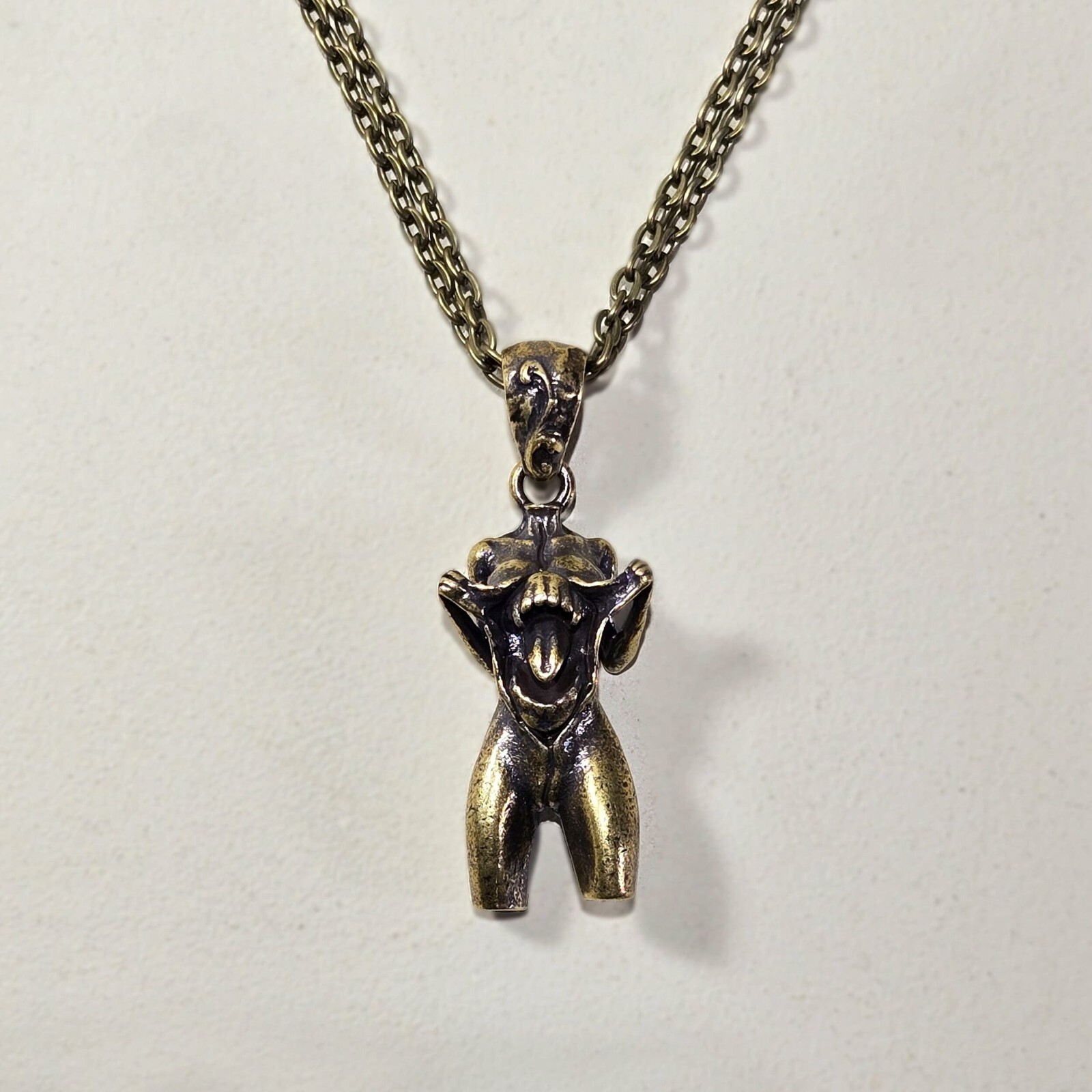 Man-Eater Monster Necklace, Bronze Gothic Pendant