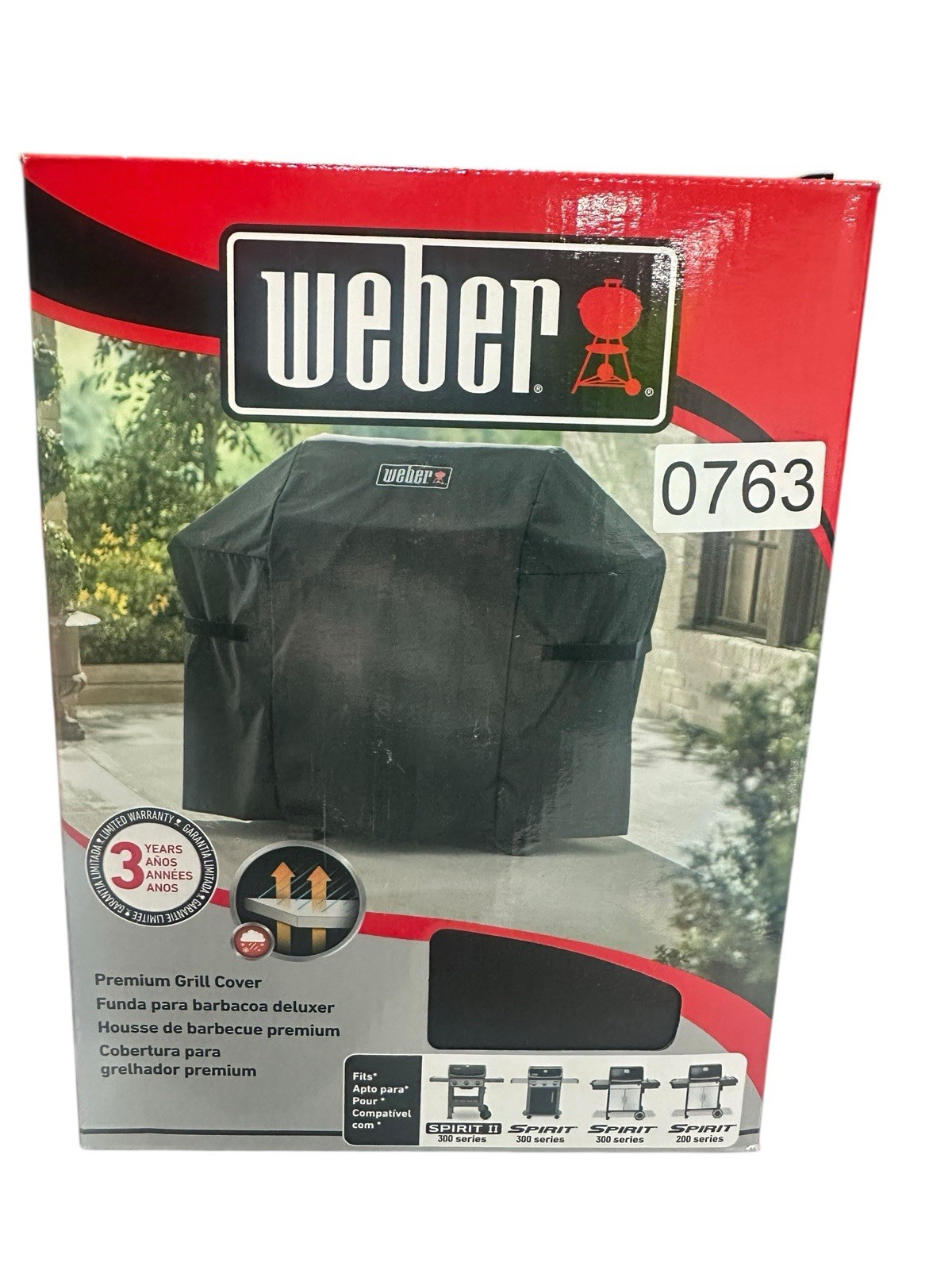 Weber 7139 Premium Grill Cover Spirit 200 Spirit 300 Spirit II 300 Series, Black