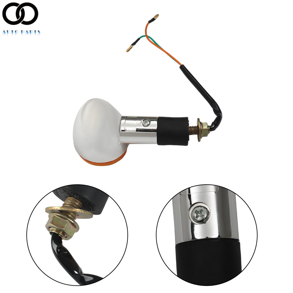 2×Chrome Amber Front Rear Turn Signal Blinker Indicator Light For Motorcycle