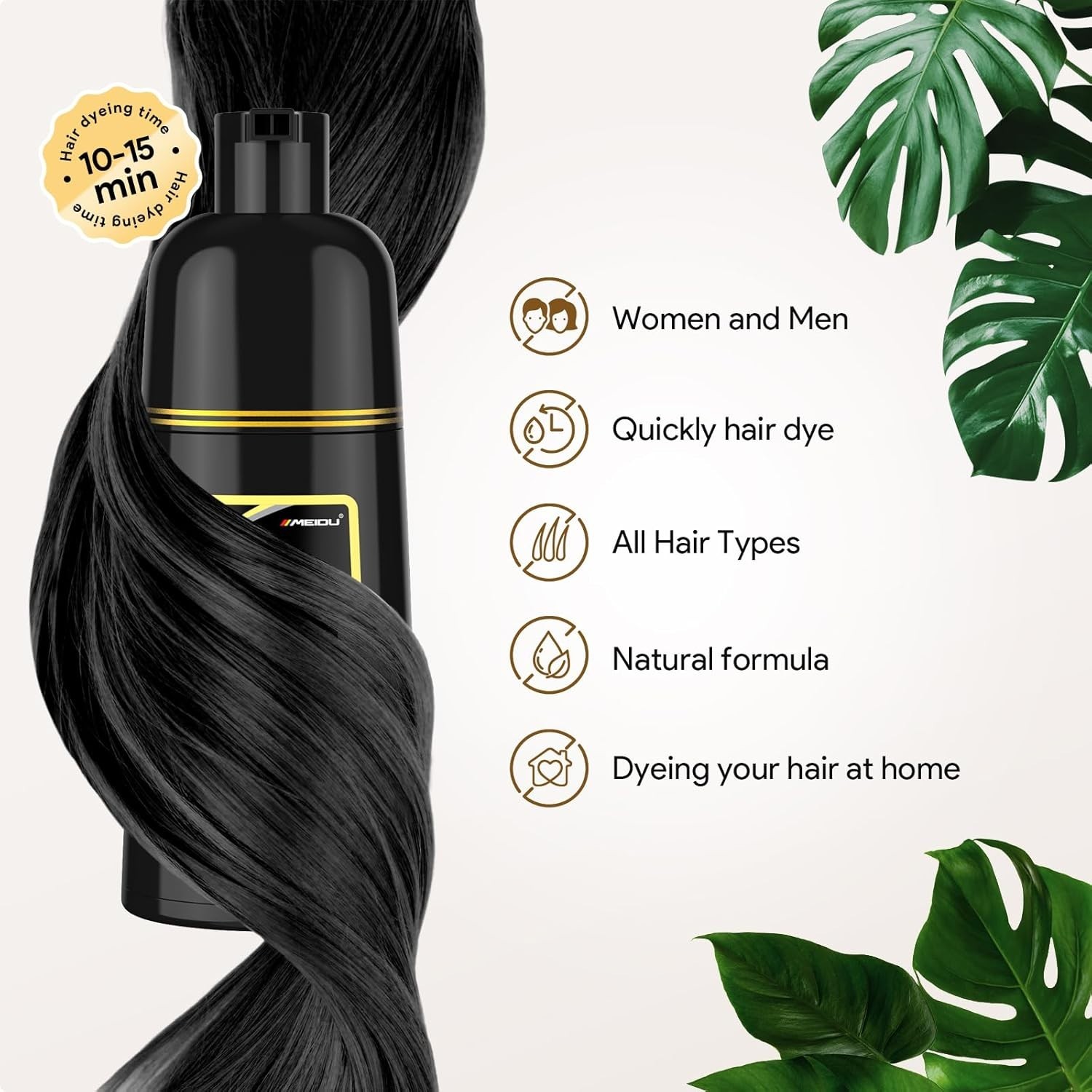 Hair Dye Shampoo 3 in 1 Hair Shampoo Instant Hair Dye Herbal Ingredients