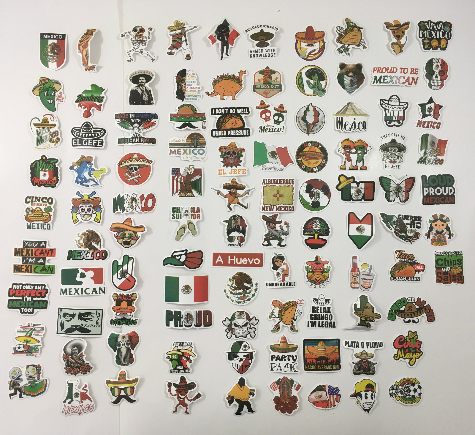 98 Pcs Mexican Stickers Mexico Flag Hispanic Latino Pride Sticker Funny Joke