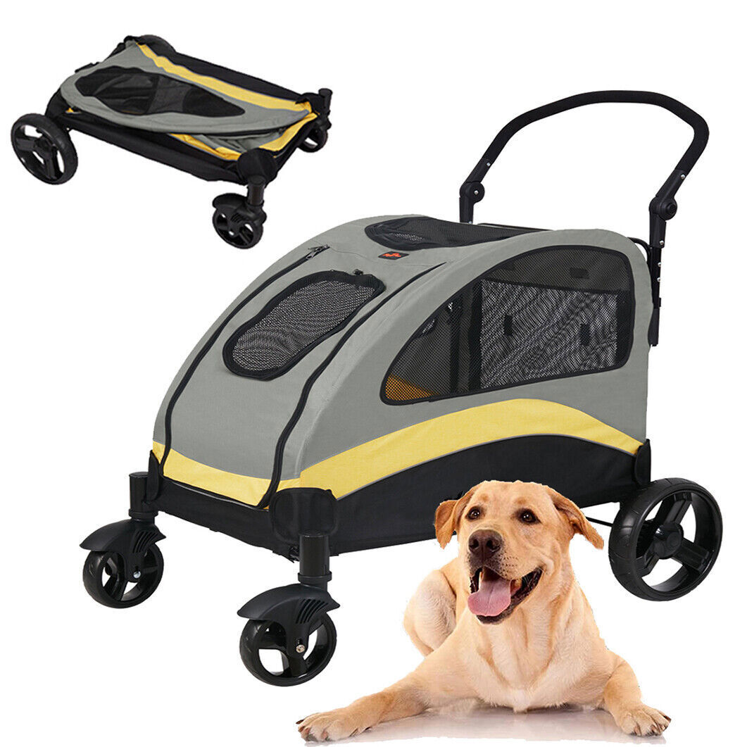 Heavy Duty Dog Stroller Double Door Pet Trolley Carrier Cart Foldable Jogger 30"
