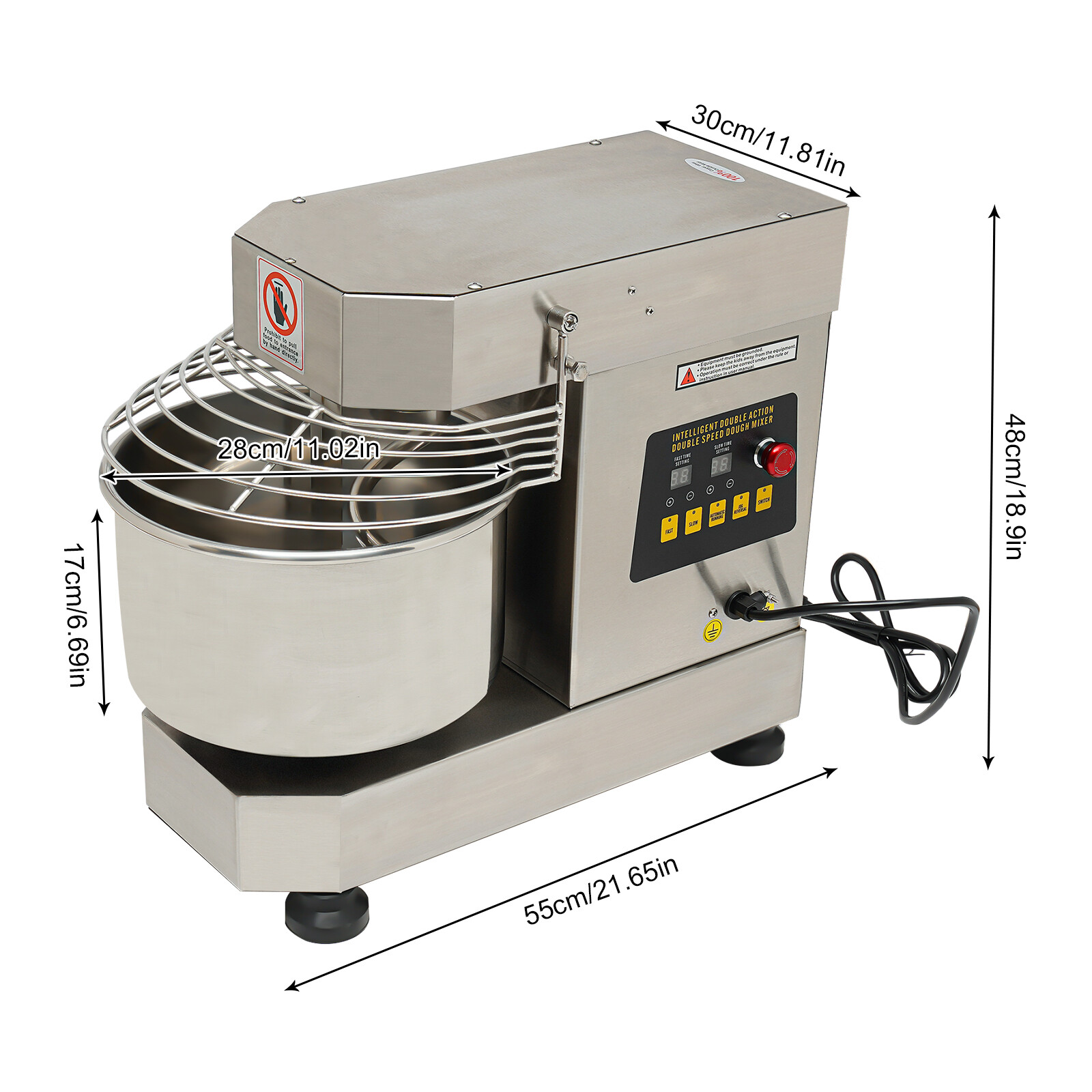 12Qt 2-Speed Commercial Food Mixer Electric Dough Mixer Pizza Bakery Mixer 750W