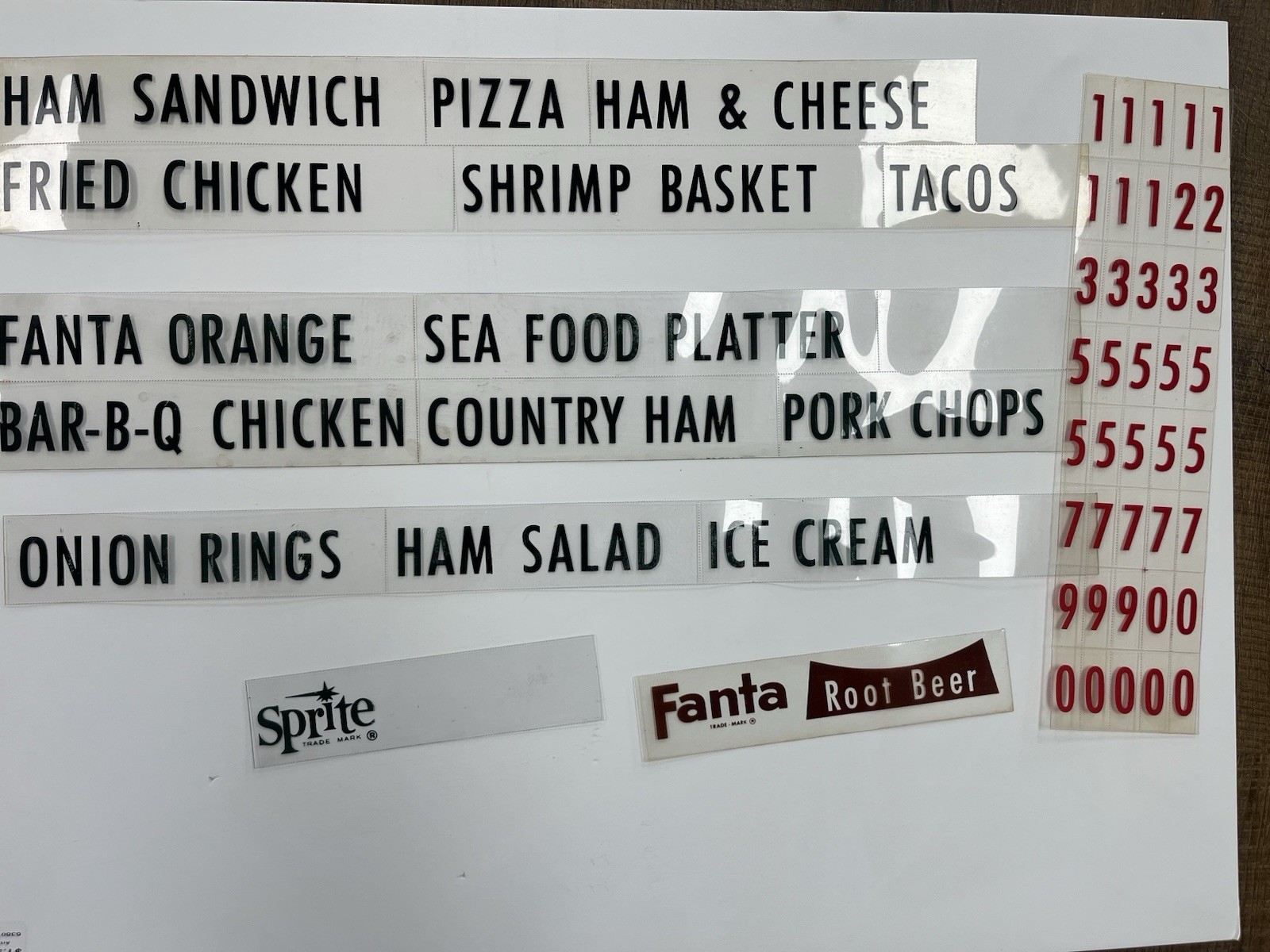 Original Coca-Cola Green 1950-60’s Menu Board Clear Pricing Numbers & Letters