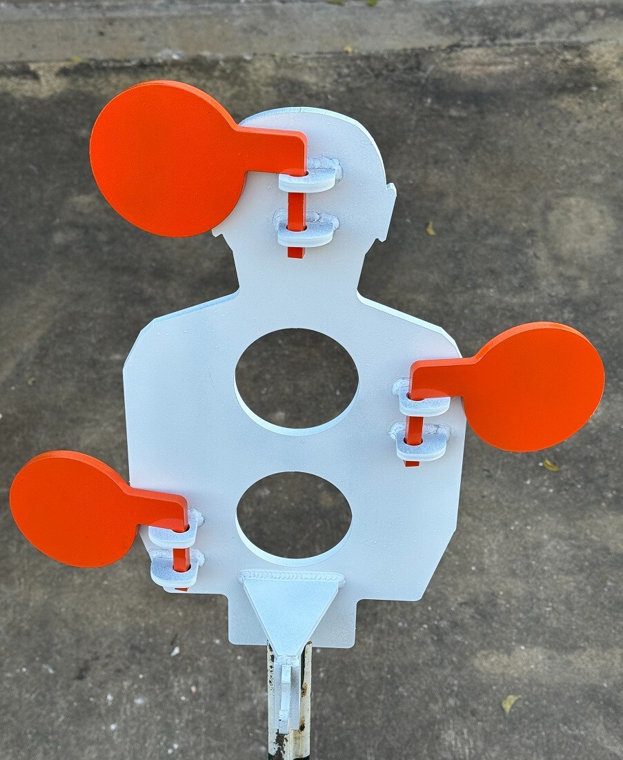 [SR] 3/8" Steel Dueling Tree Reactive Target 10"x18" Torso with 3 Swivel Paddles