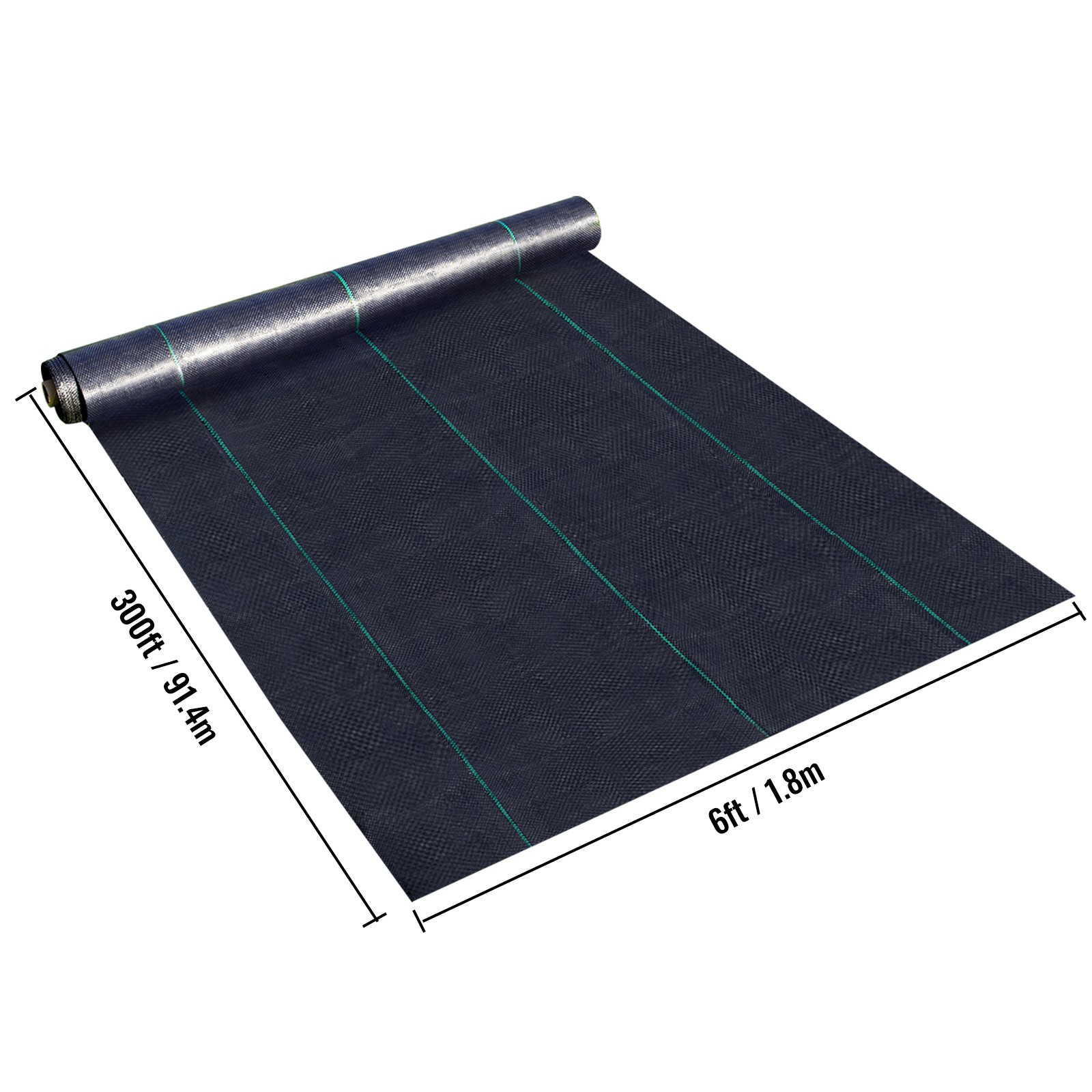 VEVOR 6x300 ft Heavy Duty PP Woven Weed Barrier Landscape Ground Cover 2.4Oz