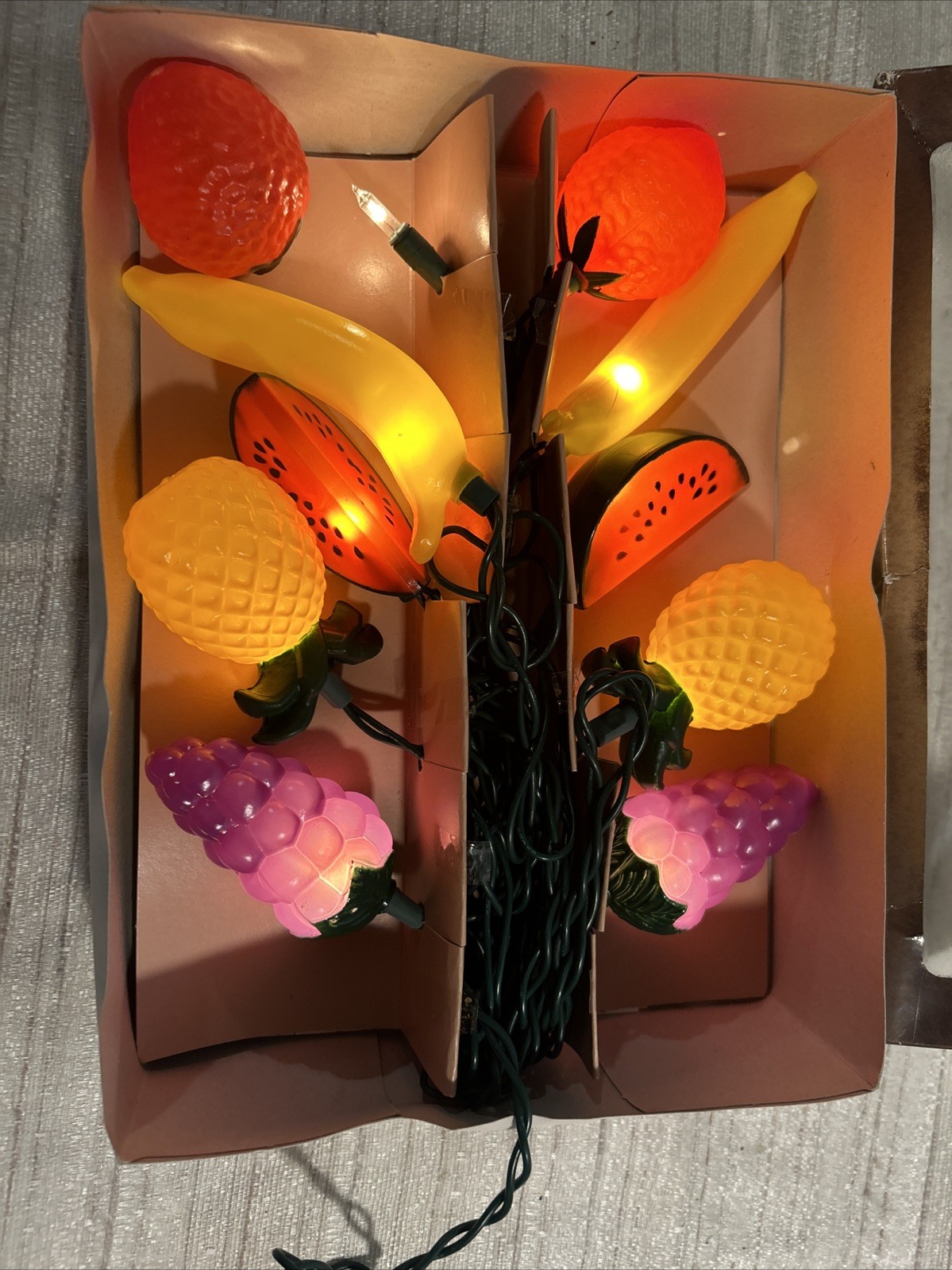 Vintage Blow Mold Fruit String Lights 10 Party Patio Lights Plastic RV Camping