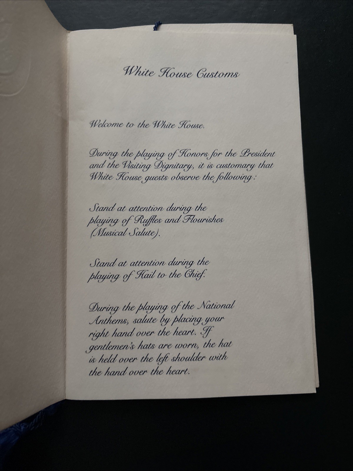 1982 Ronald Reagan White House Arrival Ceremony Program Prime Minister of India