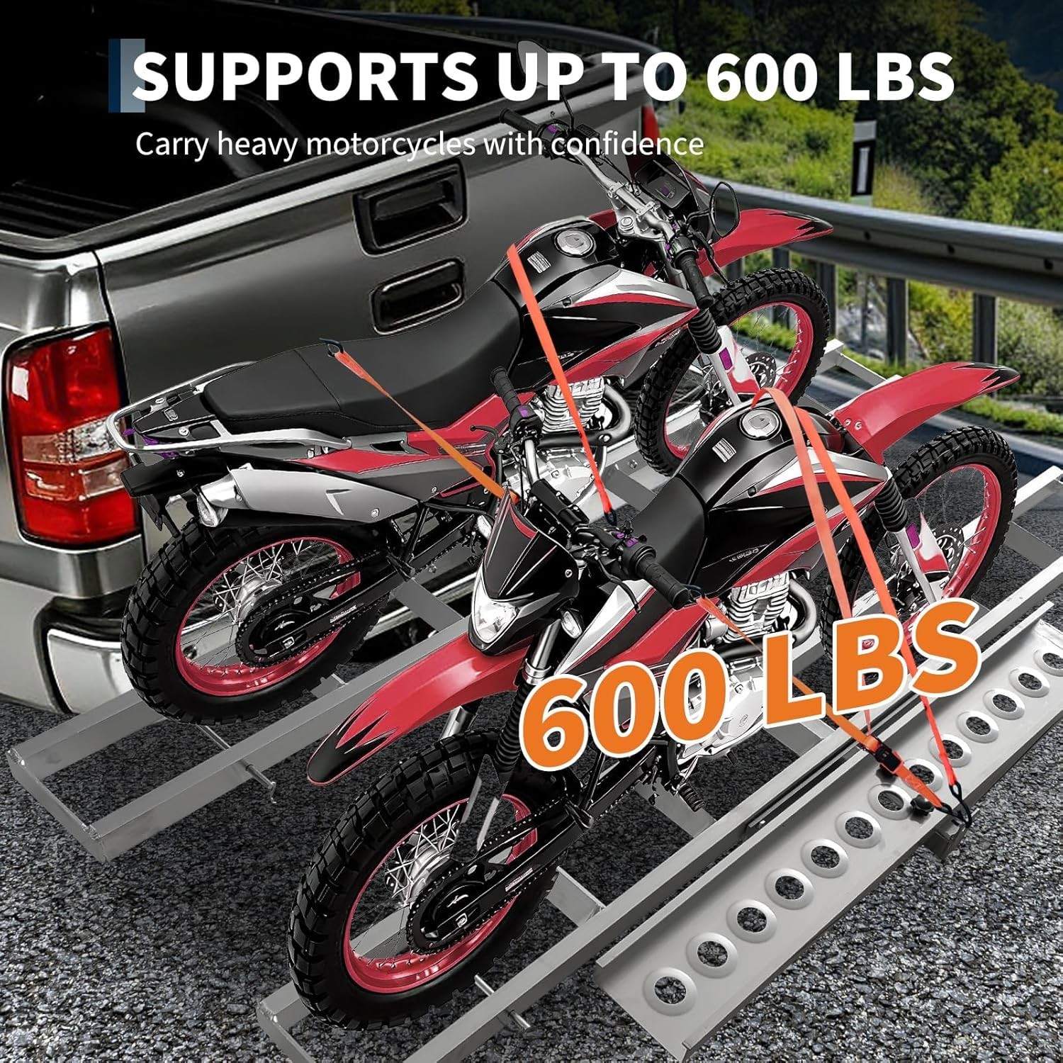 Motorcycle Carrier Scooter Dirt Bike Hitch Mount 600LB Rack Ramp Hauler Heavydut