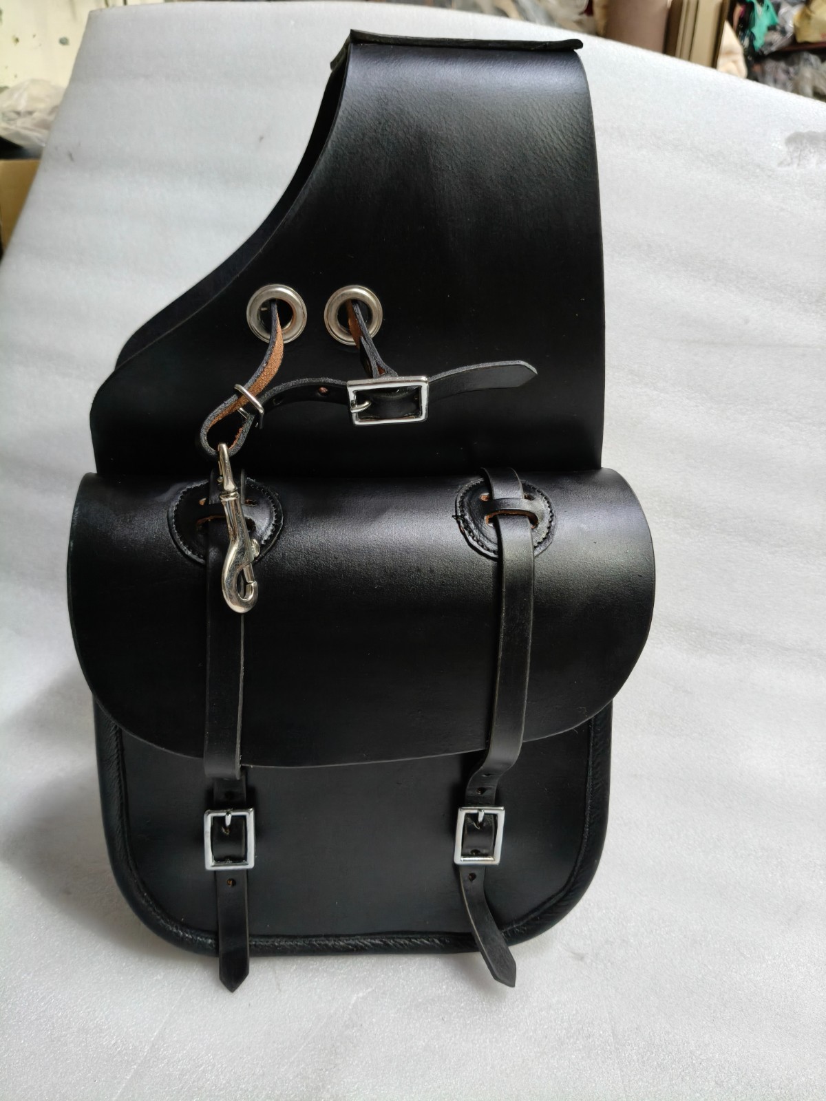Black Genuine Leather Western Horse Saddle Bag.