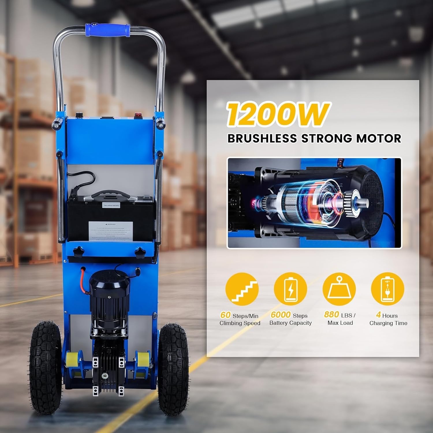 Electric Stair Climbing Hand Trucks Dolly Cart for Moving 880lb Max Capacity US