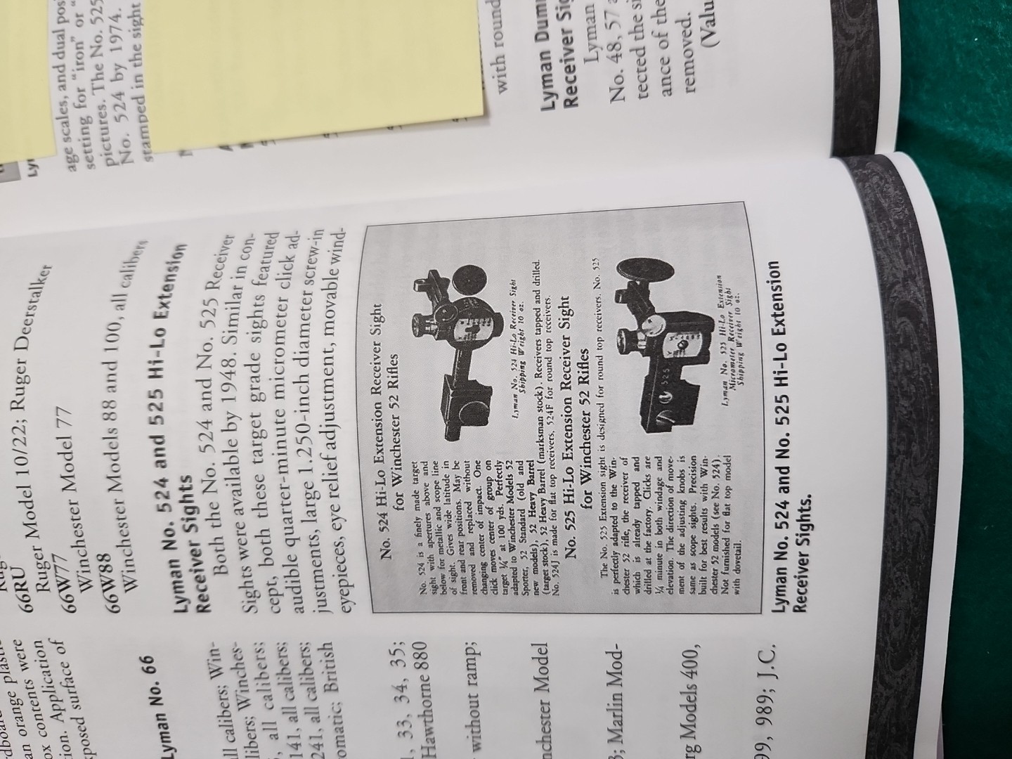 Winchester Model 52 Receiver Sight No. 524 And 525 Hi-Lo Extension