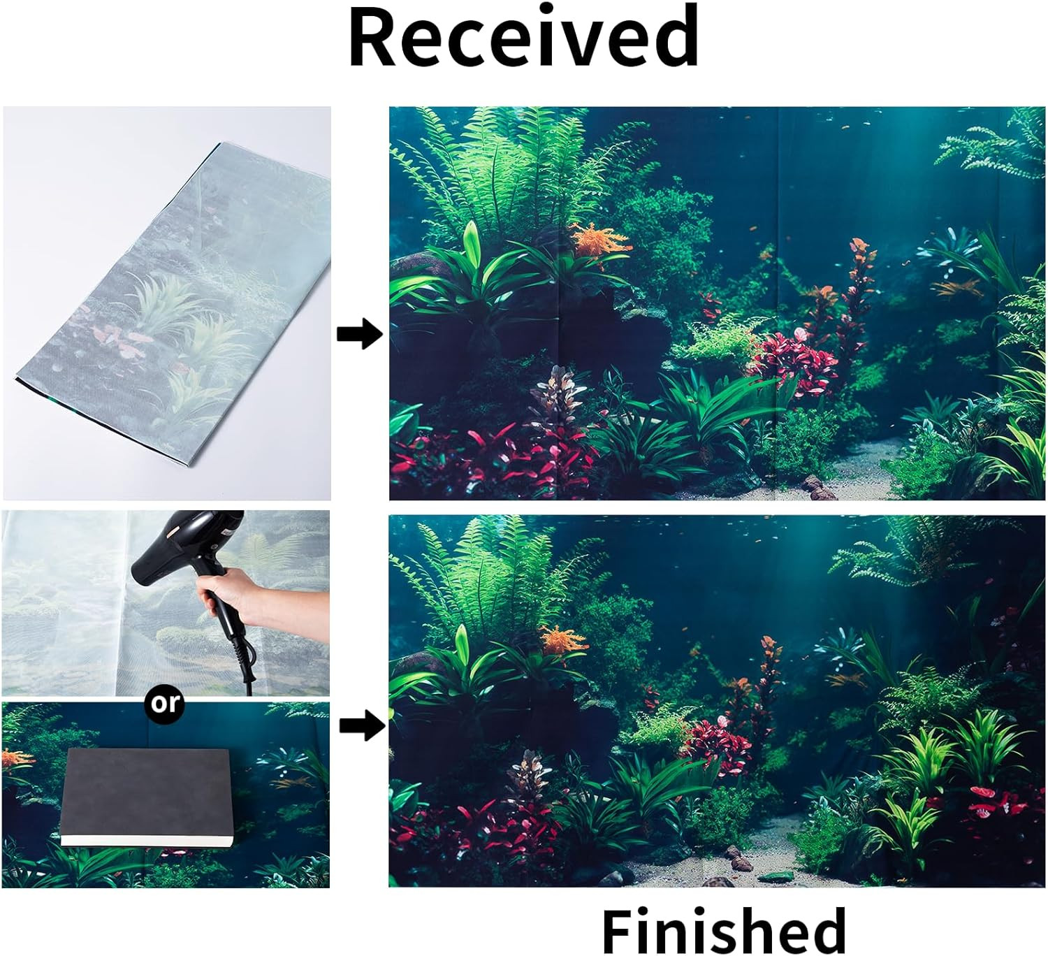 3 Pack Aquarium Background, 30x18 inches Polyester Aquarium Background, Cloth Fi