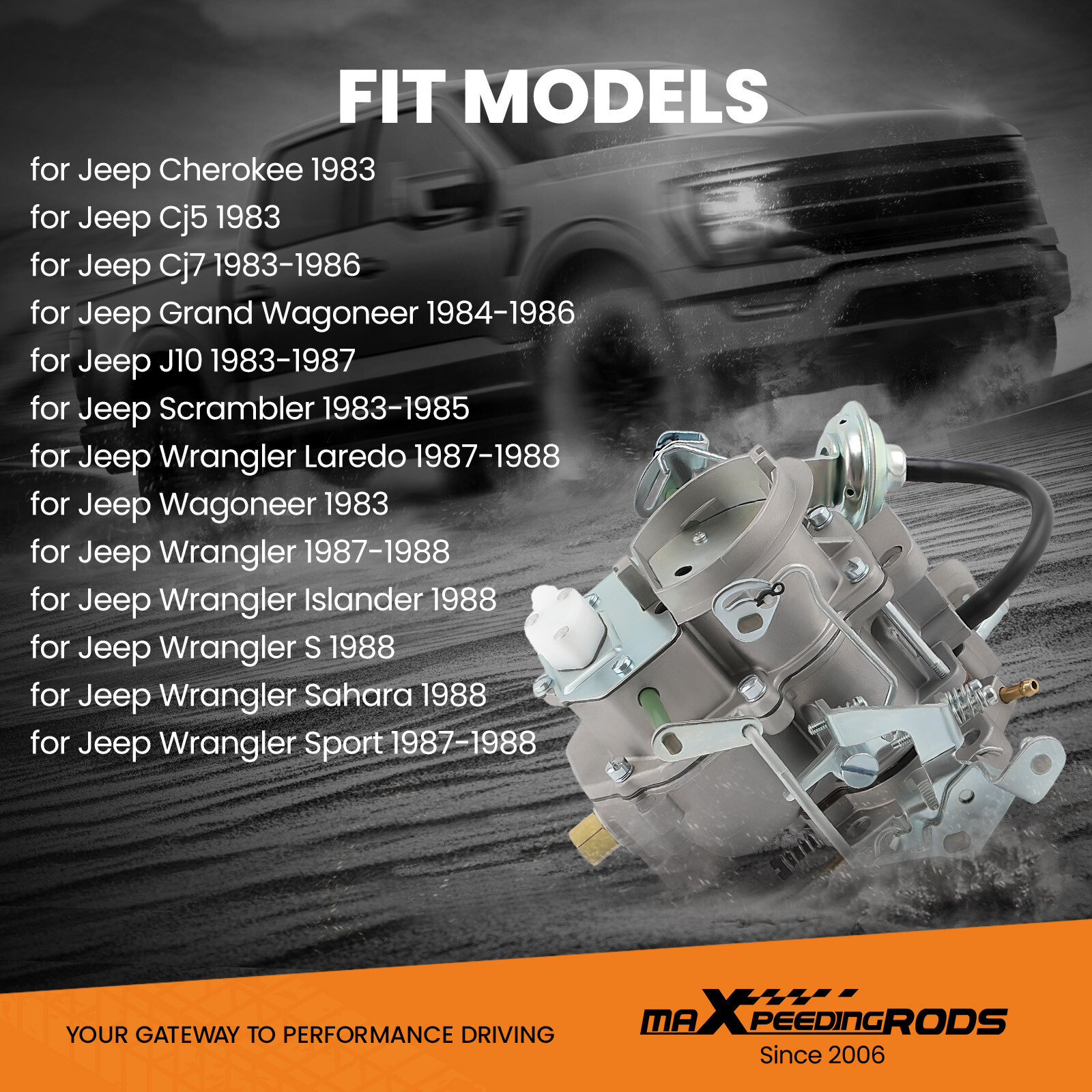 2 Barrel Carburetor For Jeep Wrangler Cj5 Cj7 Cherokee BBD 6 CYL 4.2 L 258 CU