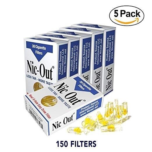 5 TOTAL NIC-OUT Cigarette Filters packs - Less Tar and Nicotine (150 Filters)