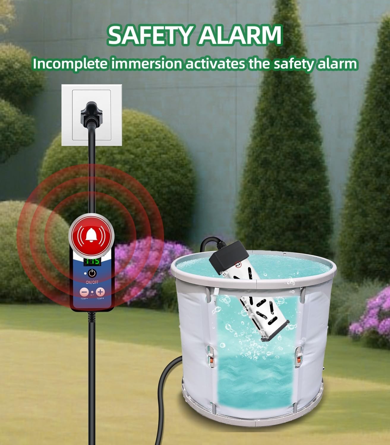 1800W Portable Immersion Water Heater w/ Thermostat & Temp Display