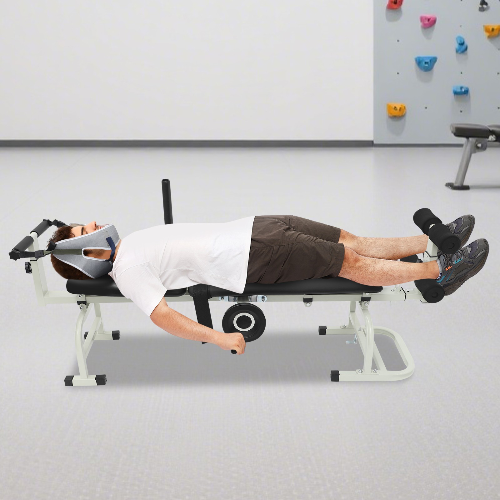 Professional Neck Back Traction Device 330LBS, Handwheel Control for Home Clinic