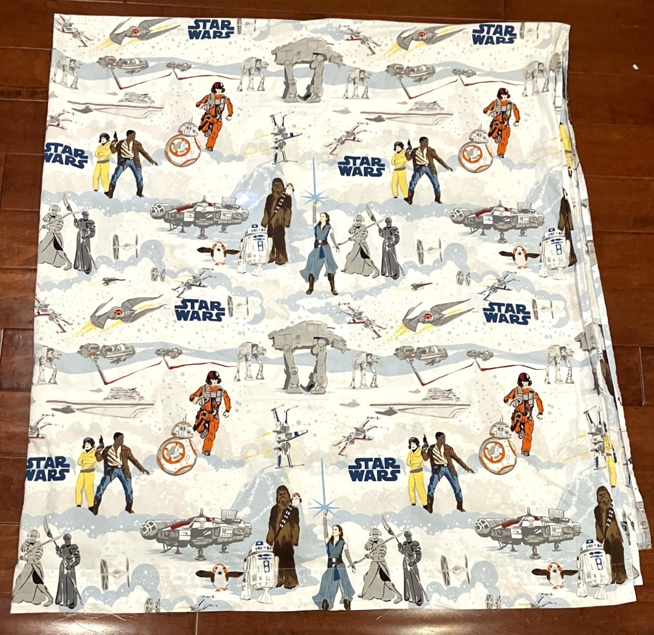 Pottery Barn Kids Star Wars Last Jedi Full Flat Sheet Cotton Colorful 90" x 96"