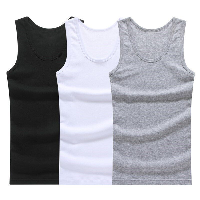 Men's 100% Cotton Tank Top A-Shirt Wife Beater Ribbed Undershirts Size: S-4XL