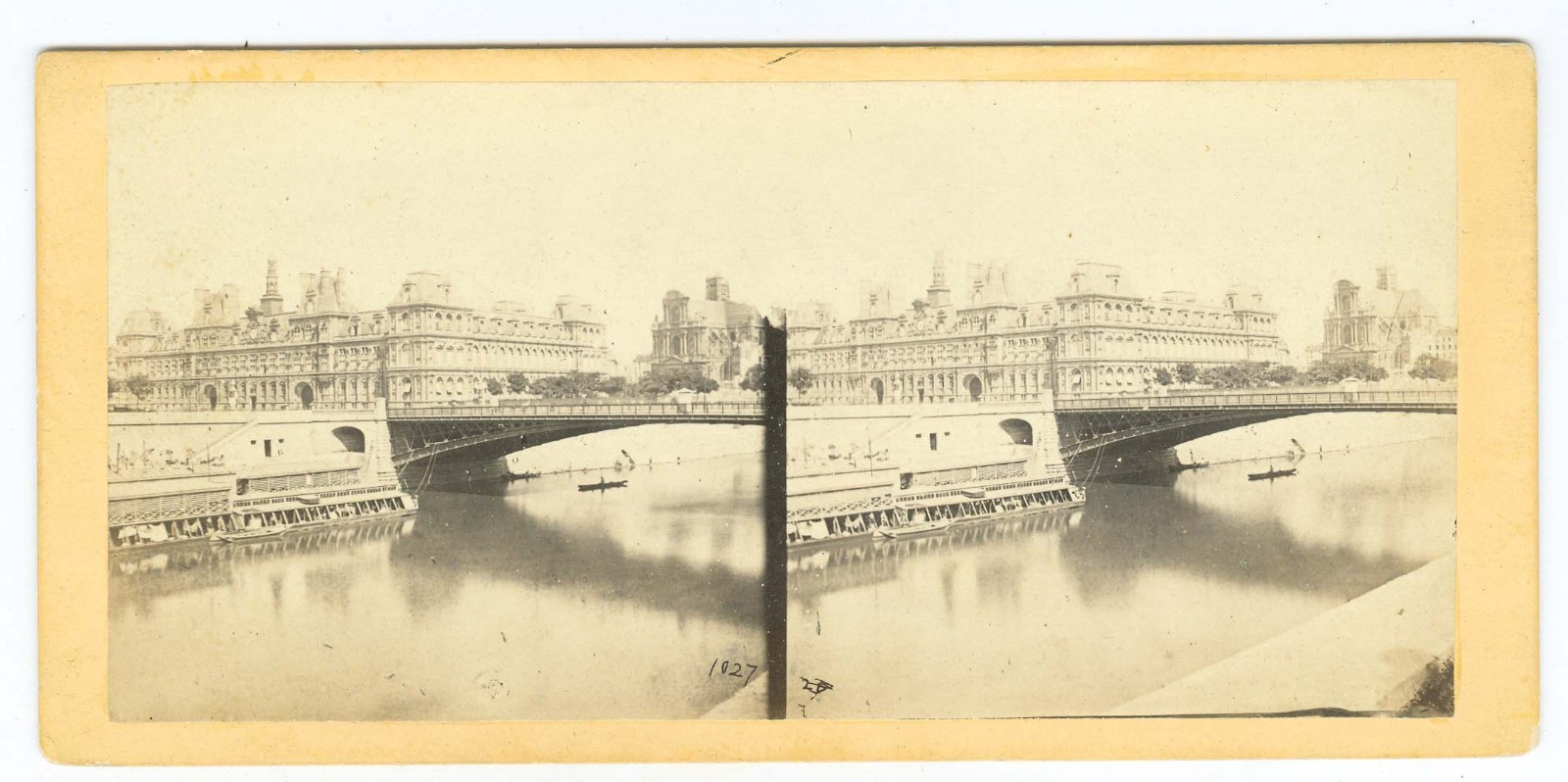 G2340~ FRANCE Paris Hotel De Ville & Seine c.1860s Stereoview - Anthony