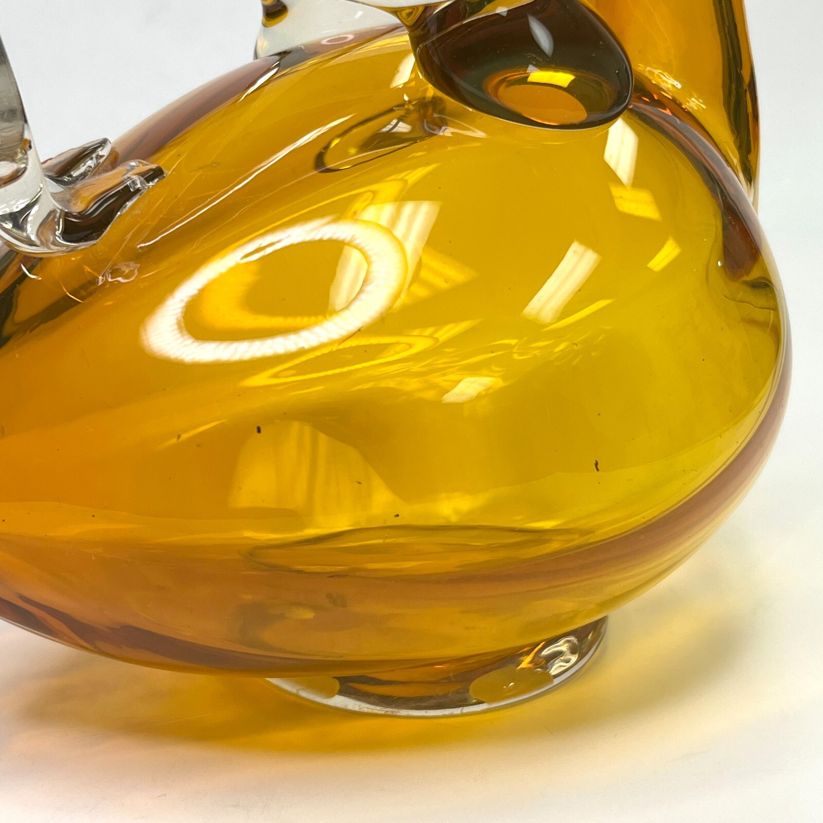 Czechoslovakia Amber Glass Decanter Goose Swan Duck Claret Jug