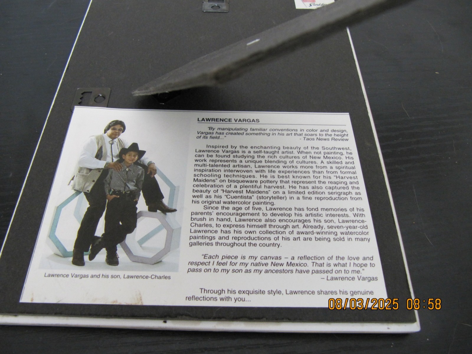 Lawrence Vargas Signed Pottery Tile Art Southwest 1991