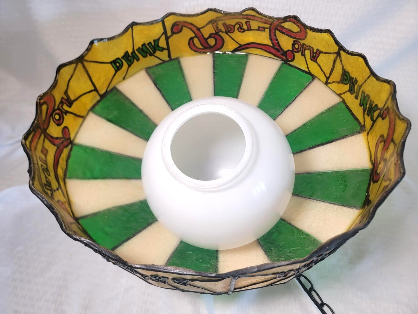 Vintage Pepsi Faux Stained Glass Resin / Plastic Hanging Light Lamp - VGC