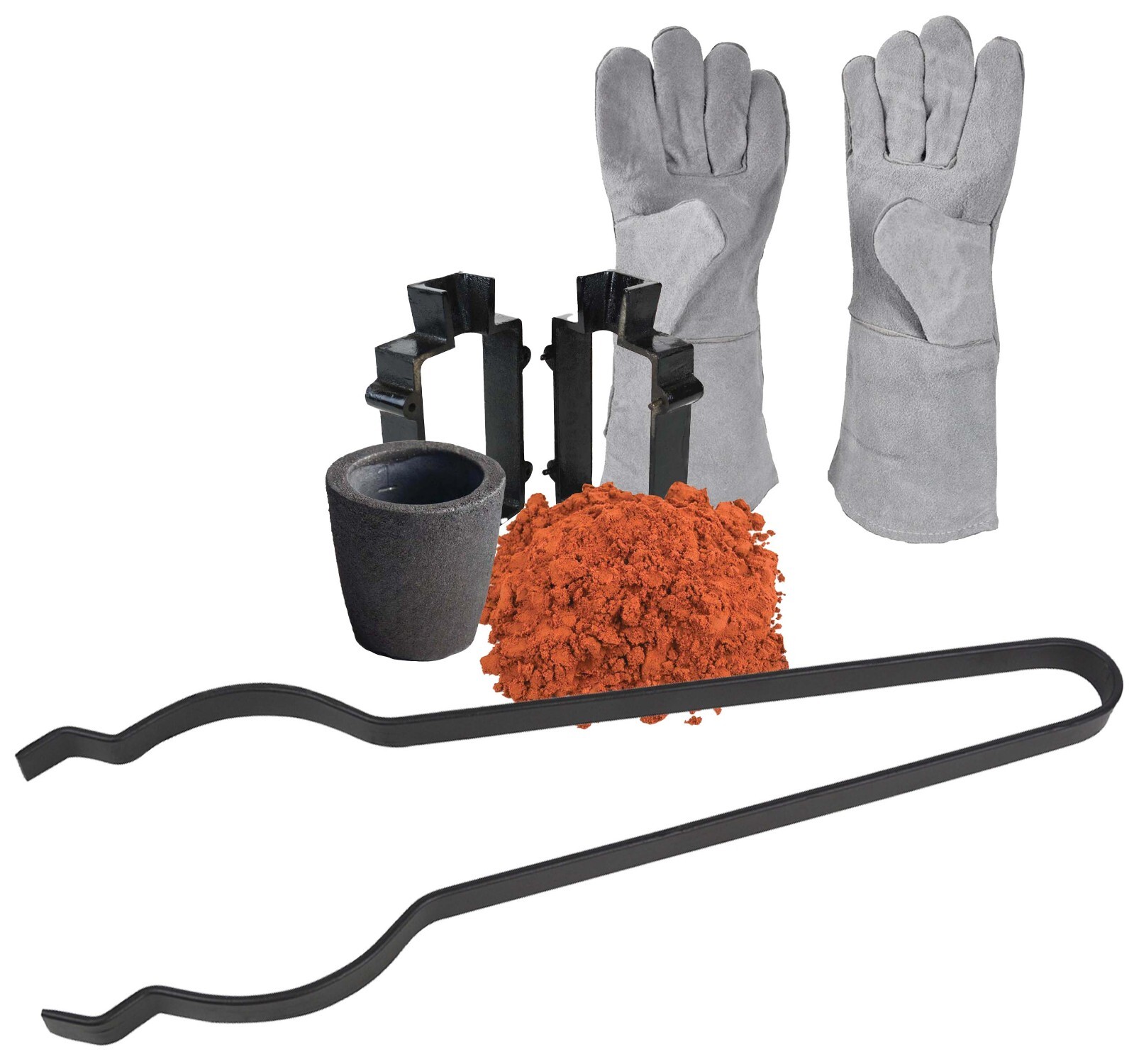 Sand Casting Set 2.2 Lbs Delft Clay Mold Flask Frame 1 Kg Crucible Tongs Gloves