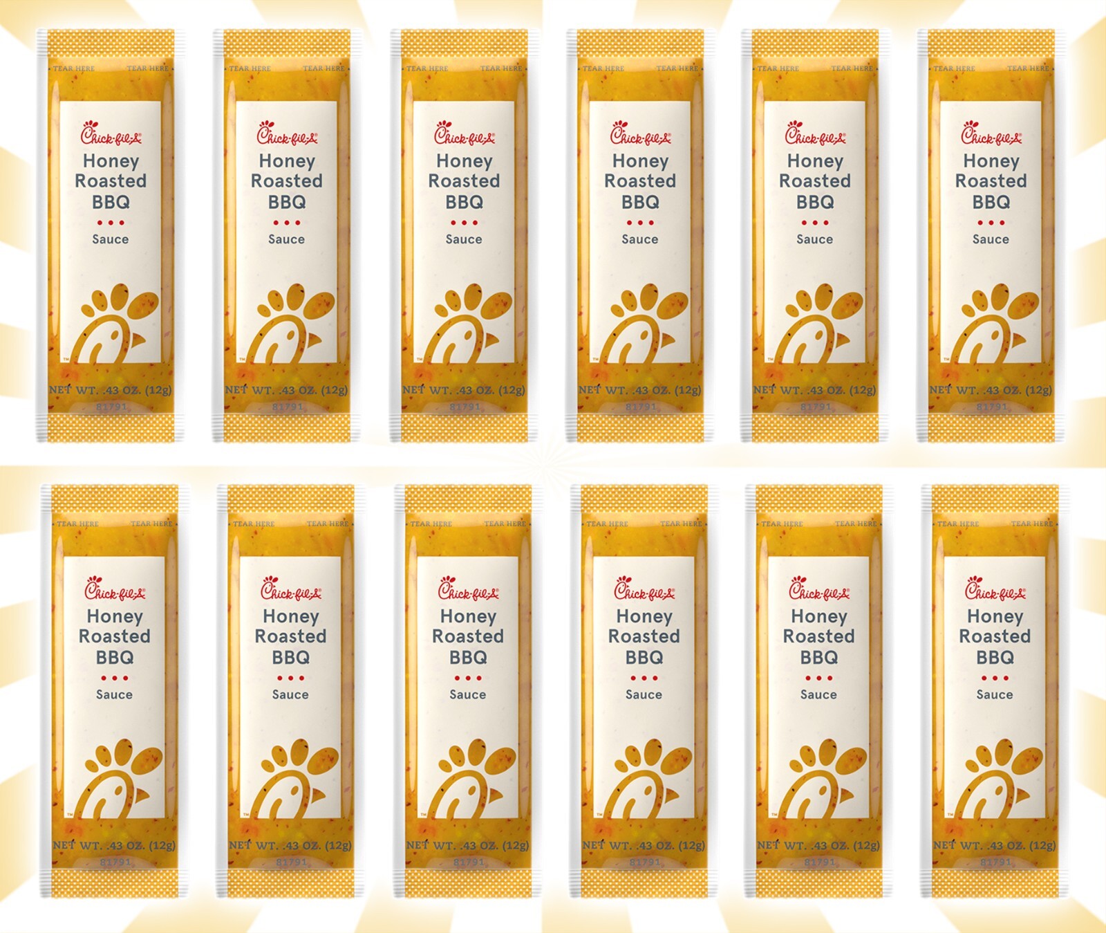 12 Chick-fil-A Honey Roasted BBQ Dipping Sauce Packets Barbecue .43 OZ FRESH
