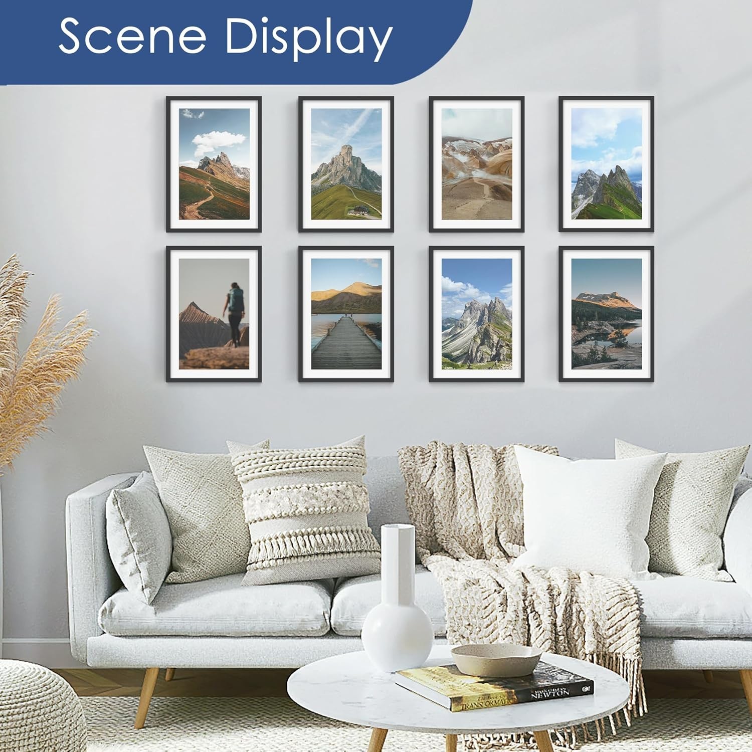 13X19 Picture Frame Set of 6, Display Pictures 11 X 17 with Mat or 13 X 19 witho