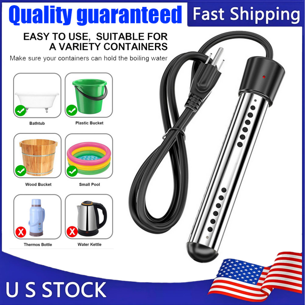 Immersion Water Heater,2000W Submersible Portable Electric Heaters  110-125V AC