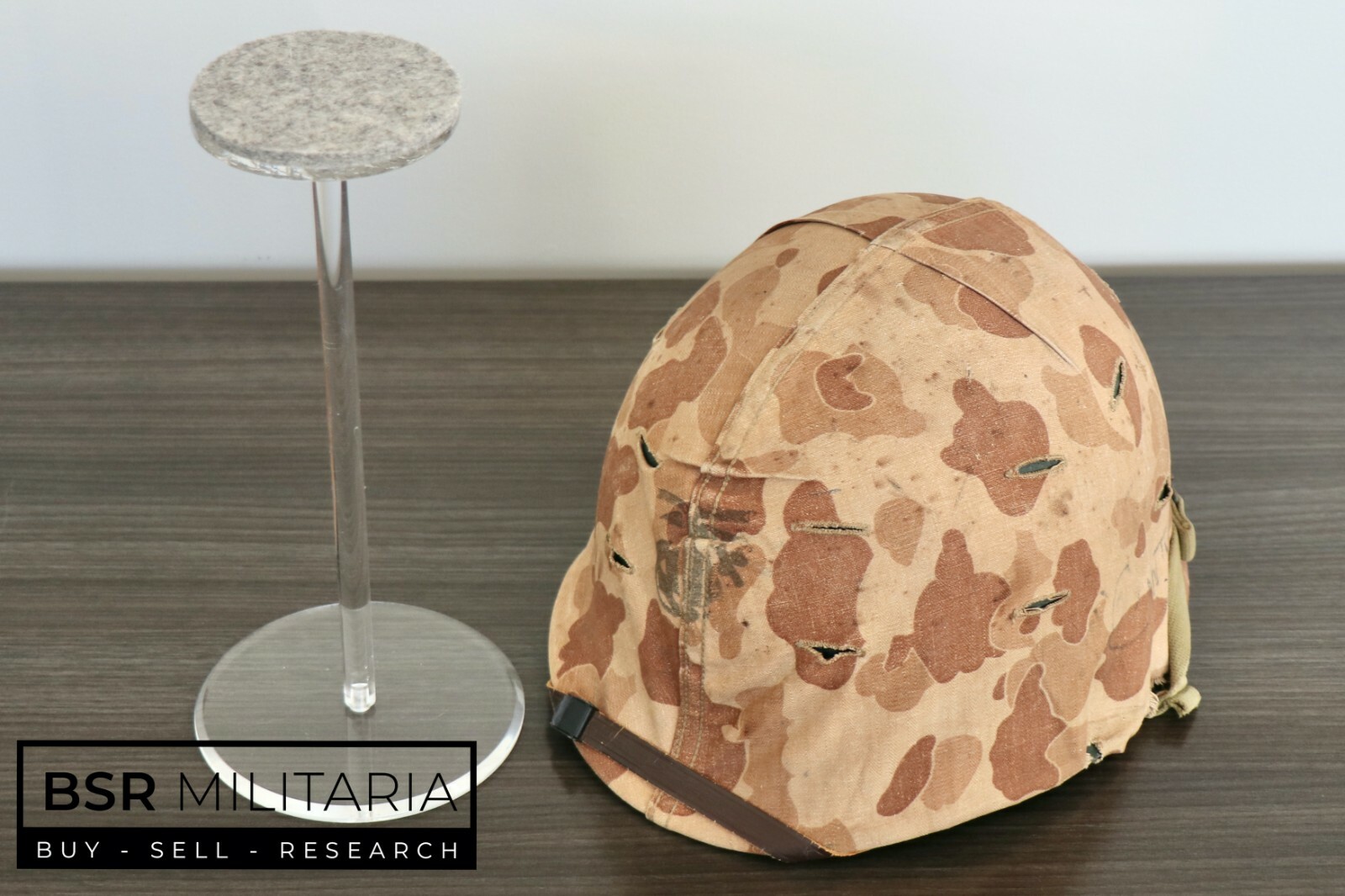 German WW2 Helmet Display Stand - Acrylic Combat Museum Headgear Presentation