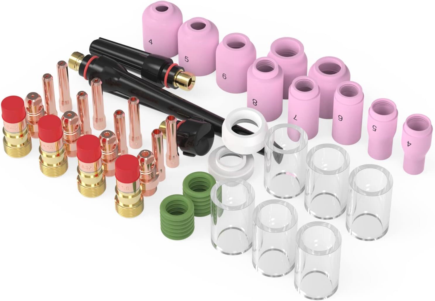 49pcs TIG Welding Torch Stubby Gas Lens Pyrex Glass Cup Kit For WP-17/18/26
