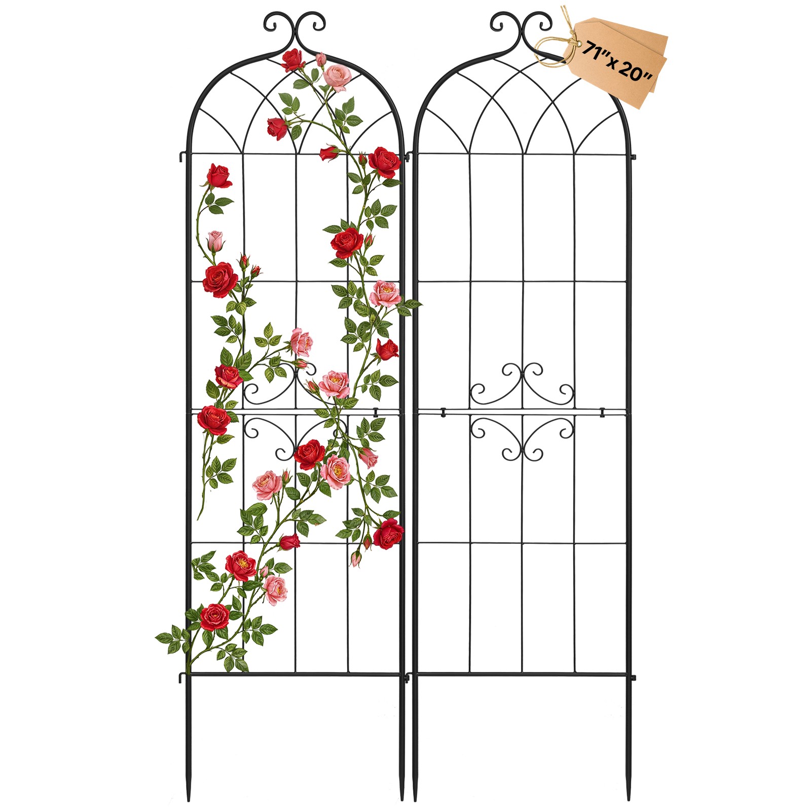 Uimoso Metal Garden Trellis 71" x 20" 2 Packs for Flower Plants Vegetables Yard