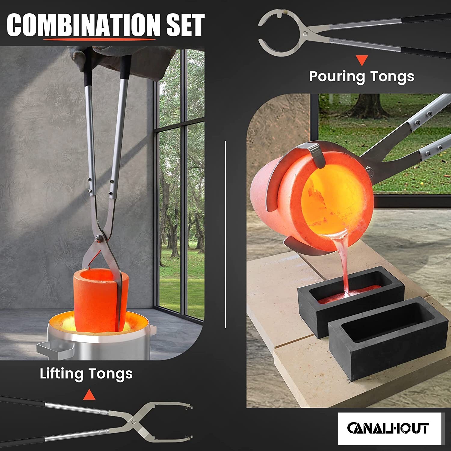 7KG Propane Furnace Kit w/ 2 Crucible Tongs,Smelting Gold Metal Recycle 2700℉