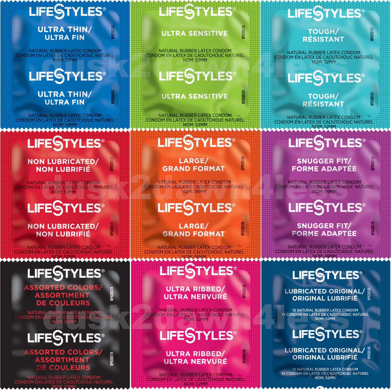Lifestyles Lubricated Latex Bulk Condoms - Choose Style & Amount
