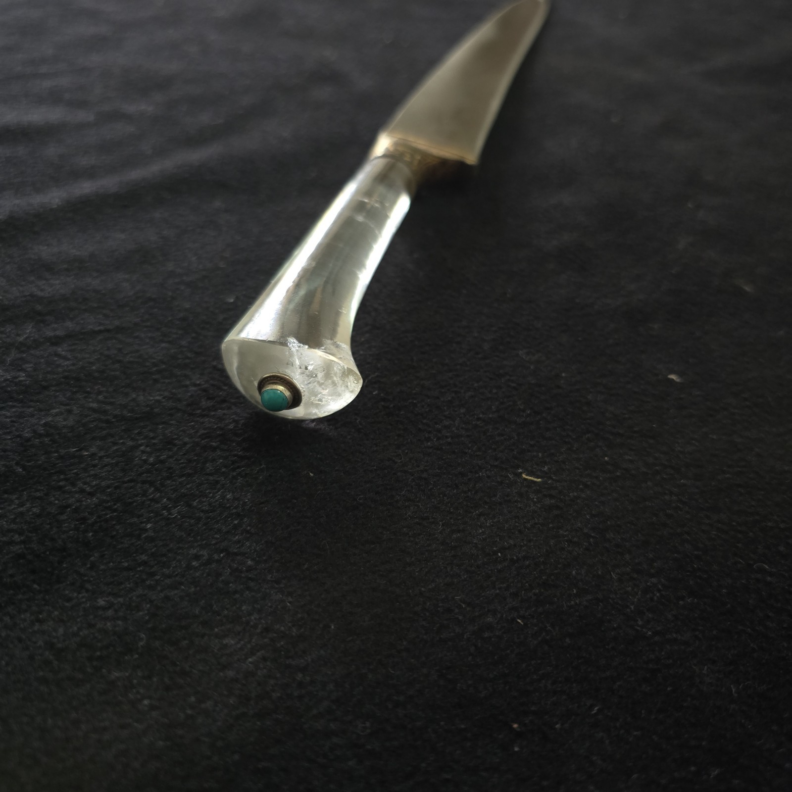 Vintage Indian Mughal Style Rock Crystal Wootz Gold Damascened Kard Dagger 12"